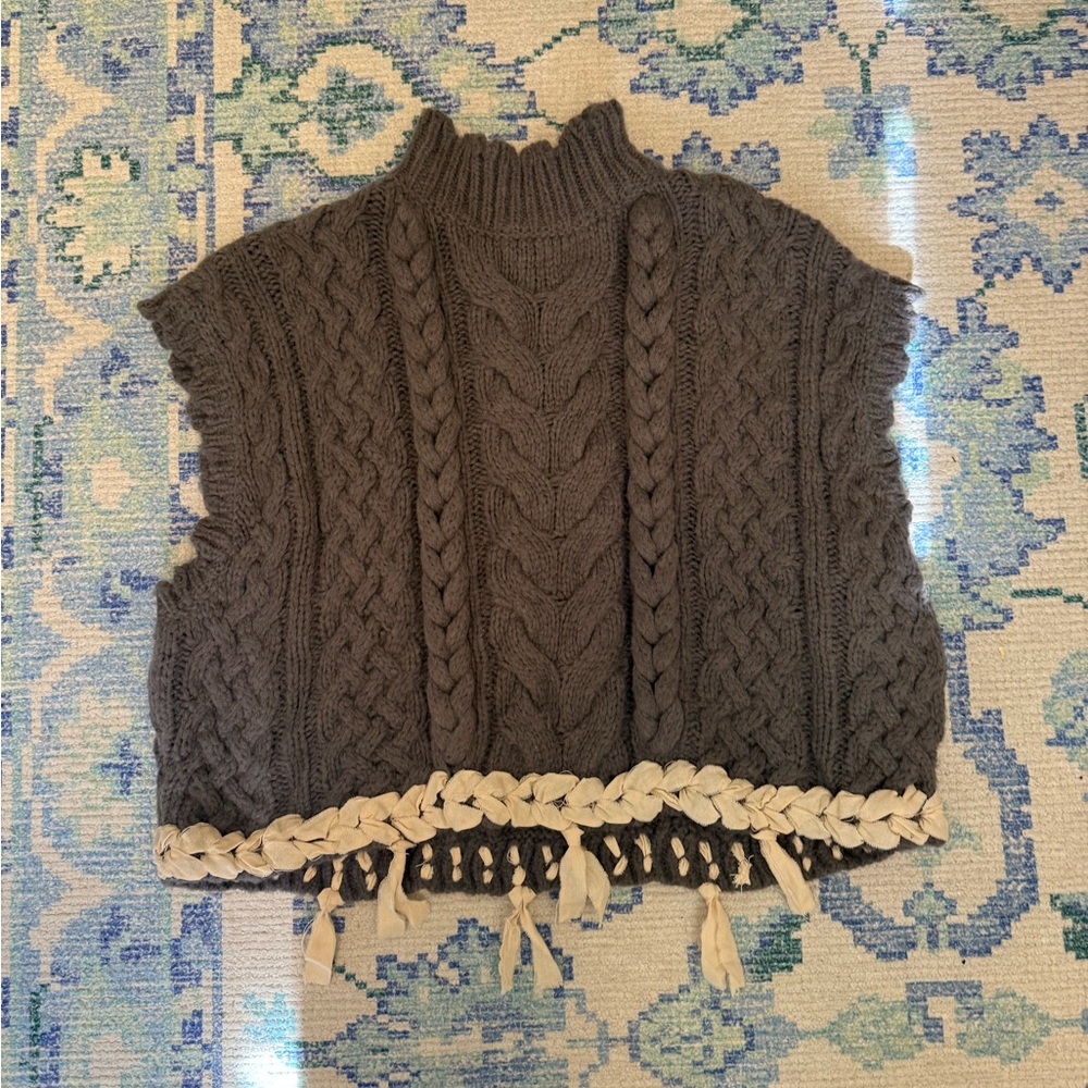 Zara Dark Gray Cable Knit Sweater Vest